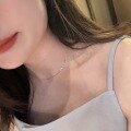 wholesale S925 Sterling Silver Three-Diamond Necklace, Condensed Light Exquisite Niche Sweet Light Luxury High-End Round Zircon Collarbone Chain Accessory-0-1