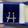 wholesale 925 Sterling Silver Amazon Cross-Border Bestseller Unisex Cross Moissanite D Color Stud Earrings-0-0