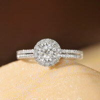 wholesale S925 Sterling Silver Red Elk All-Over Body Square Sugar Minimalist Luxury Wedding Ring Jewelry Circular Band Gift for Women-BZ0406-White Gold US Size 8