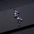 wholesale S925 Silver New Elegant Natural Amethyst Pendant Wisteria Flower High-End Sense Collarbone Chain Gemstone Necklace-0-3
