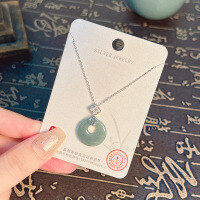 Metal Pendant Necklace with Maitreya Buddha Design-S925 Sterling Silver + Jadeite NA-0019B 925 Silver