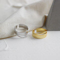 wholesale S925 Sterling Silver 782 Korean Version Minimalist Polished Surface Double-Layer Open Adjustable Ring for Women-0-1