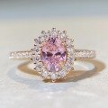 wholesale 18K Rose Gold Plated 925 Silver Pink Diamond Ring for Women, Pure Silver Band, Exquisite and Elegant, Cross-Border Export Style-0-4