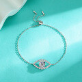 wholesale S925 Sterling Silver Minimalist and Stylish Luxury Moissanite Evil Eye Bracelet for Women, Small and Niche Design Hand Jewelry-0-1