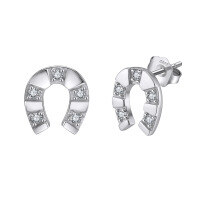wholesale 925 Sterling Silver Geometric Zircon Jewelry For Women-925 sterling silver electroplated platinum 9.5*8.5mm 1.36g 925 silver