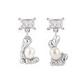 wholesale S925 Sterling Silver 584 Niche Unique Vintage Irregular Avant-Garde Design Pearl Zircon Earrings for Women-0-4