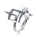 wholesale S925 Sterling Silver Korean Dongdaemun Trendy Meteor Design Pearl-Inlaid Exaggerated Index Finger Open Ring-0-4