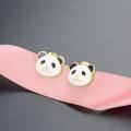 wholesale 925 Sterling Silver Cartoon Stud Earrings for Women, Hypoallergenic for Healing Ear Piercings, Small Panda Design, Minimalist Style, Sleep-Friendly for Ear Cartilage-0-1