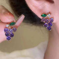 wholesale Metal material, Chao Xiaobai Purple Grape Earrings Fresh Sweet Girly Heart Fruit Studs Light Luxury High-end Feel Niche Earrings-0-2