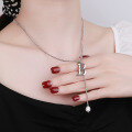 wholesale S925 Sterling Silver Korean Style Minimalist B Letter Chain Tassel Pearl Versatile Small Design Sense Necklace-0-3