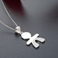 wholesale S925 Sterling Silver Doll Children's Character Necklace, Unisex Minimalist Creative Korean Style Micro-Paved Zircon Pendant Collarbone Chain-0-1