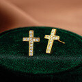 925 Silver Cross Earrings Women's Fashion D Color Moissanite Hip Hop American Style-0-0