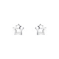 wholesale S925 Sterling Silver Twin Star Earrings For Women, Korean Style Versatile Simple Cute Fashion Fresh Star Earrings For Pierced Ears-0-0