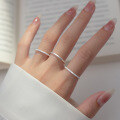 wholesale 999 Silver Matte Frosted Ring with Rippling Effect Minimalist Ins Style Stackable Band for Women R01365-0-1