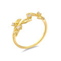 wholesale S925 sterling silver gold-plated hollow-out leaf set rings for women, trendy and unique Korean Japanese Instagram style-0-1