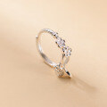 wholesale S990 Sterling Silver Adjustable Vintage Chinese Floral Peace Stand Ring for Women R01960-0-3