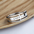 wholesale S925 Sterling Silver Cloud Tide Pavilion Good Luck Letter Openwork Ring Minimalist Fashion Small Design Ring-0-1