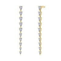 wholesale S925 sterling silver new wedding earrings for women with zirconia pave design, pear-shaped fringe, and stylish women's earrings in stock-Gold DY110273-SG-WH>925 silver