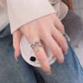 wholesale S925 Sterling Silver Bow Tassel Pendant CD Letter Ring Korean Style Fresh Sweet Fashion Index Finger Ring for Women-0-3