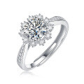 Sterling Silver Moissanite Ring, Winter Ice Snow Theme, Luxury Pavé, Niche Fashion Cross-Border Jewelry-0-3