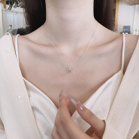 wholesale S925 Sterling Silver Korean-style Fashion Minimalist Screw Pendant Necklace, Elegant and Niche Collarbone Chain-572LM bright silver/approx. 3.6g>925 silver