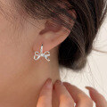 wholesale S925 Sterling Silver Bow Earrings for Women, Korean New Style, Ins Trend, Elegant and Versatile High-End Sense Ear Studs Earrings-0-4