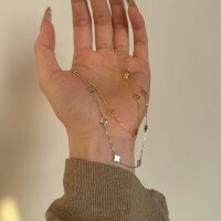 wholesale 925 Sterling Silver Korean Version Women's Necklace Minimalist Versatile Ins Style Four-Leaf Clover Hollow 10-Flower Small Fresh Silver Jewelry-Gold DY191082-SK-NA 925 silver