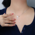 wholesale 925 Sterling Silver New Butterfly Necklace for Women, Minimalist Small Fresh Style, Internet Popular Forest Series Flow Adjustable Choker-0-3