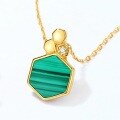 wholesale S925 Sterling Silver Korean Minimalist Forest-Style Small Bee Pendant with Natural Malachite Necklace Jewelry Wholesale-0-2
