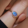 wholesale S925 Sterling Silver Rose Gold Plated Opal Blue Purple One Carat Ring for Women, Live Streaming Style-0-2