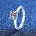 S925 Silver Cross-Border Four-Prong Moissanite Wedding Ring, 1-Carat Live Stream Wholesale-0-1
