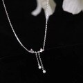 wholesale S925 Sterling Silver Tassel Butterfly Necklace for Women, Light Luxury with Shiny Zircon Design, Summer New Choker Necklace-0-0