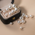 wholesale [999 Silver] Nalan S999 Pure Silver Sweet Minimalist Design High Luster Round Pearl Stud Earrings Synthetic Pearl Light Bulb Studs M05666-0-3