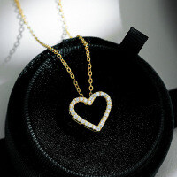 14K Gold Plated 925 Sterling Silver Moissanite Heart Pendant Necklace-Inlaid with moissanite  925 silver