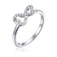wholesale 925 Sterling Silver Bow Heart Ring for Women, Cross-Border Europe and America, Ins Style Silver Ring-925 Silver Platinum US Size 7#