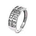 wholesale S925 metal pure retro wide rotatable abacus coin pattern with "Wealth Flows In Daily" design adjustable index finger ring for men and women-0-4
