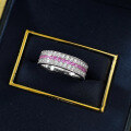 wholesale S925 Silver New Style Pink Beauty Ancient Method Wide-Band Diamond-Pointed Ring with Full Diamond Inlay, Xiaohongshu Model-0-3