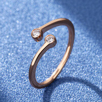 wholesale S925 Sterling Silver Moissanite Rose Gold Open Adjustable Ring for Women, Trendy Korean Style Dainty and Petite Wholesale-Moissanite Ring 1.6g>Adjustable opening