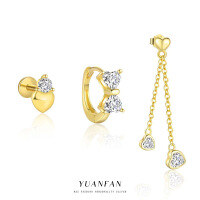 wholesale S925 Sterling Silver Women's Love Inlaid Diamond Earrings, Fashionable and Luxurious, Simple and Exquisite Tassel High-end Sense Cross-border-Single three-piece set 925 silver