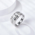 wholesale 18K white gold-plated silver 1ct moissanite diamond ring for men, luxury wedding band-0-3