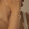 wholesale S925 sterling silver INS-style new women's bracelet with exquisite high-end freshwater pearl cross design-0-1