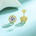 S925 Silver 1ct Moissanite Crown Earrings, Plated 18K-0-0