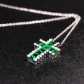 wholesale S925 Sterling Silver Red Elk Whole Body Cross Pendant Necklace, Minimalist Style, Emerald Green, Versatile for Daily Wear-0-1