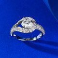 wholesale 925 Silver Mo Jing Jewelry New 1 Carat Ring Band 65mm Round Diamond Ring for Women Fashion Versatile Piece-0-2