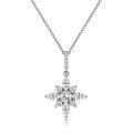 wholesale S925 Sterling Silver Amazon Bestseller European and American Light Luxury Moissanite Snowflake Pendant Necklace Collarbone Chain with Unique Design-0-5