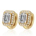Gold-Plated 925 Silver Geometric Emerald Moissanite Stud Earrings-0-5