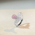 wholesale 925 Sterling Silver V-Shaped Ring with Pink Diamond Teardrop and Marquise Wheat Design, Versatile Instagram Style, TikTok Live Hot Seller-0-2