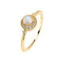 wholesale 14K Gold Plated 925 Sterling Silver Stackable Main Ring with Moonstone, Trendy and Versatile Women's Jewelry-0-0
