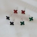 wholesale S925 Sterling Silver Four-Leaf Clover Epoxy Resin Stud Earrings for Women, Minimalist and Luxurious, Unique and Elegant, New Design Ear Jewelry Gift-0-2