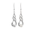 wholesale 925 Sterling Silver Freshwater Pearl Earrings, Light Luxury Advanced Sense Women's Long Earrings, Irish Celtic Knot Ear Accessories-0-4